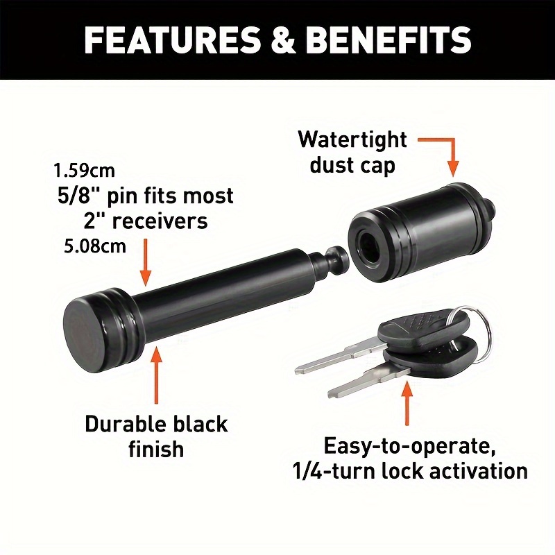 

23518 Black Trailer Hitch Lock, 5/8-inch Pin Diameter, Fits 2-inch Receiver
