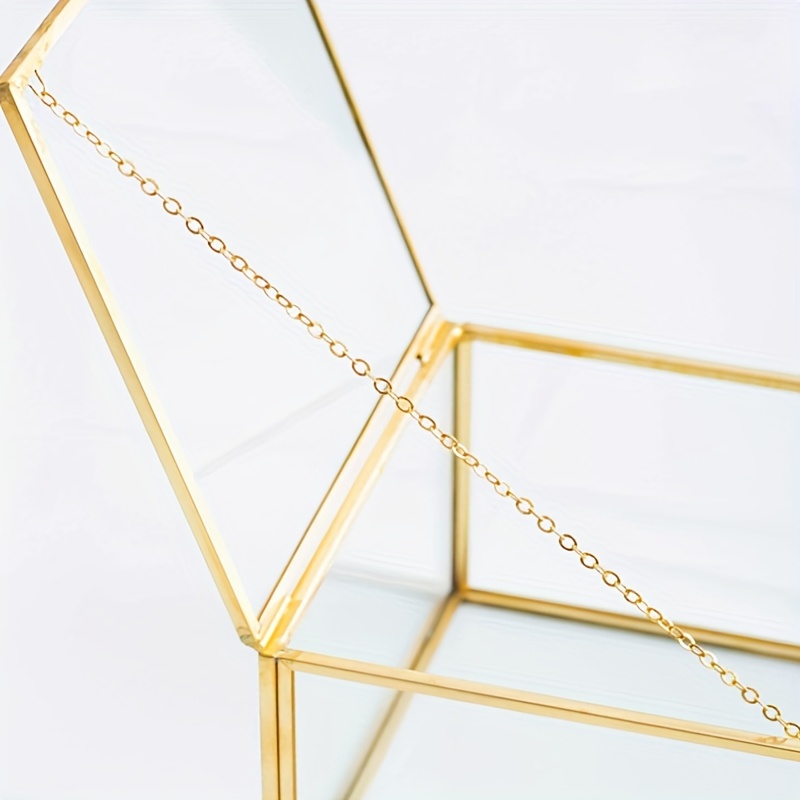  Utopz Caja decorativa de cristal transparente con línea  geométrica dorada y caja de sombra de latón, caja del tesoro para  exhibición de joyas, 8 x 4.5 x 5 pulgadas : Industrial y Científico