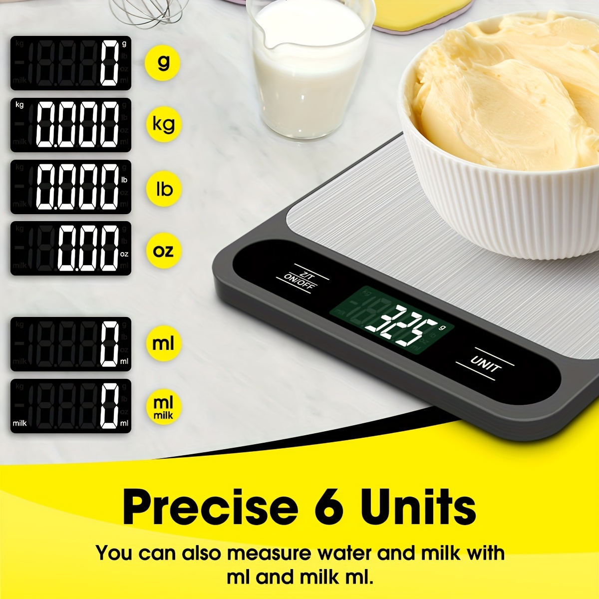 Digital Kitchen Scale, Small Food Weight Scale 1g-10kg with Stainless Steel  Platform Black