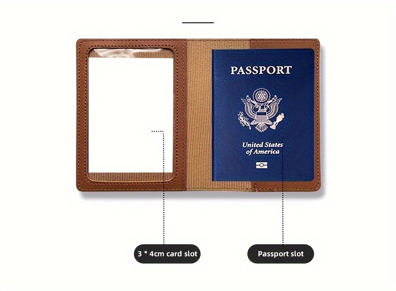 1pc Thickened PU Leather Travel Passport Protection Case, Storage Case Document Holder