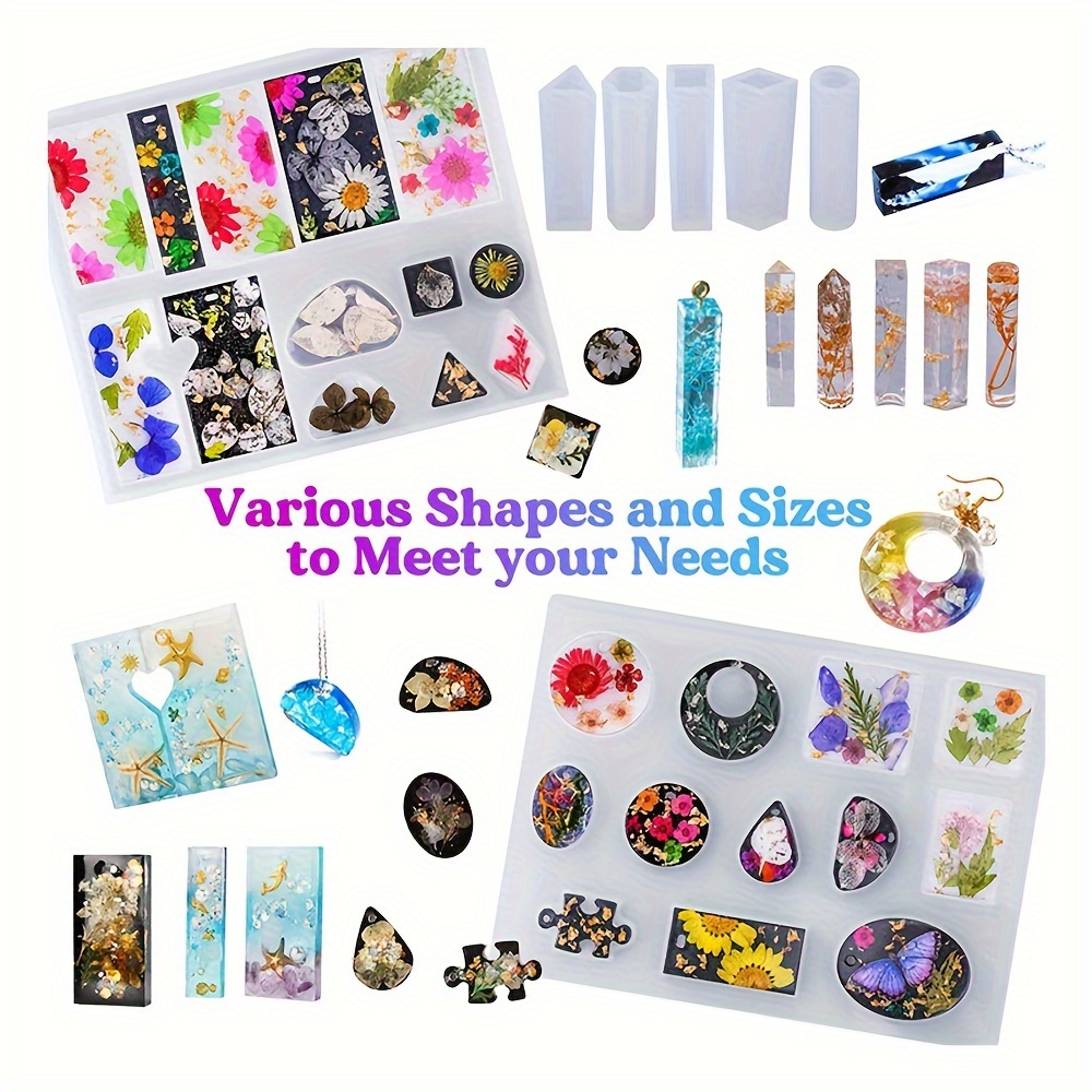 Silicone Resin Molds Kit 26PCS, Epoxy Molds, Large Casting with 12 Glitter  Sequins for UV Casting, Including Sphere, Cube, Pyramid, Square, Coaster