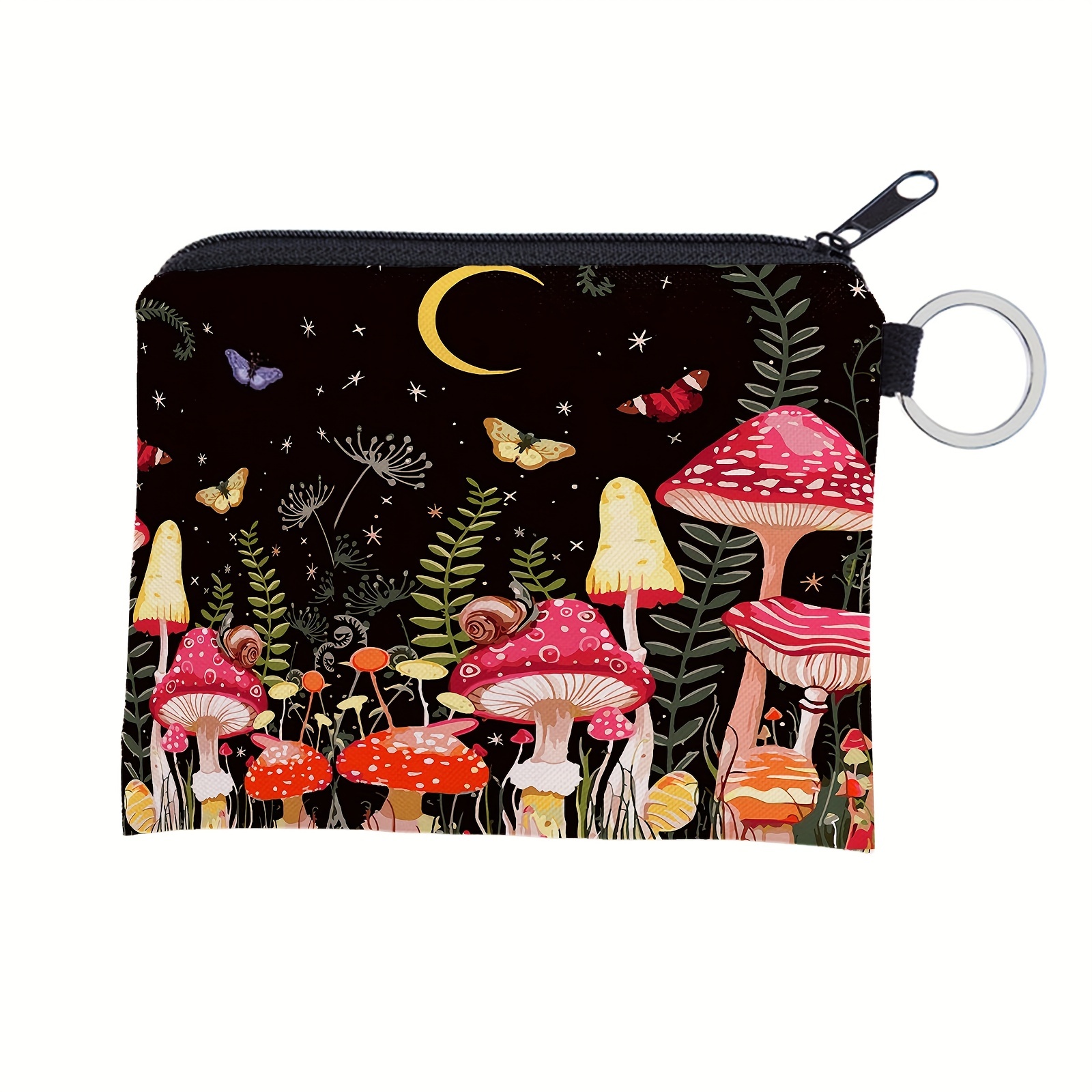 Mushroom Print Makeup Bag Small Moon Cosmetic Bag Women Teen - Temu Canada