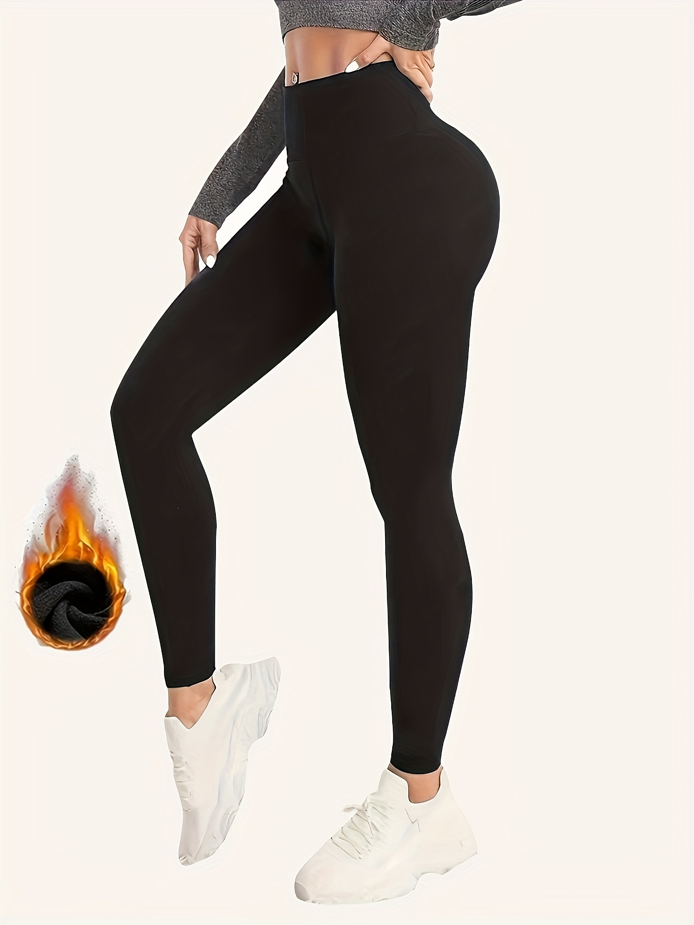 Solid Color Fleece Lined Yoga Pants Running Fitness Sports - Temu