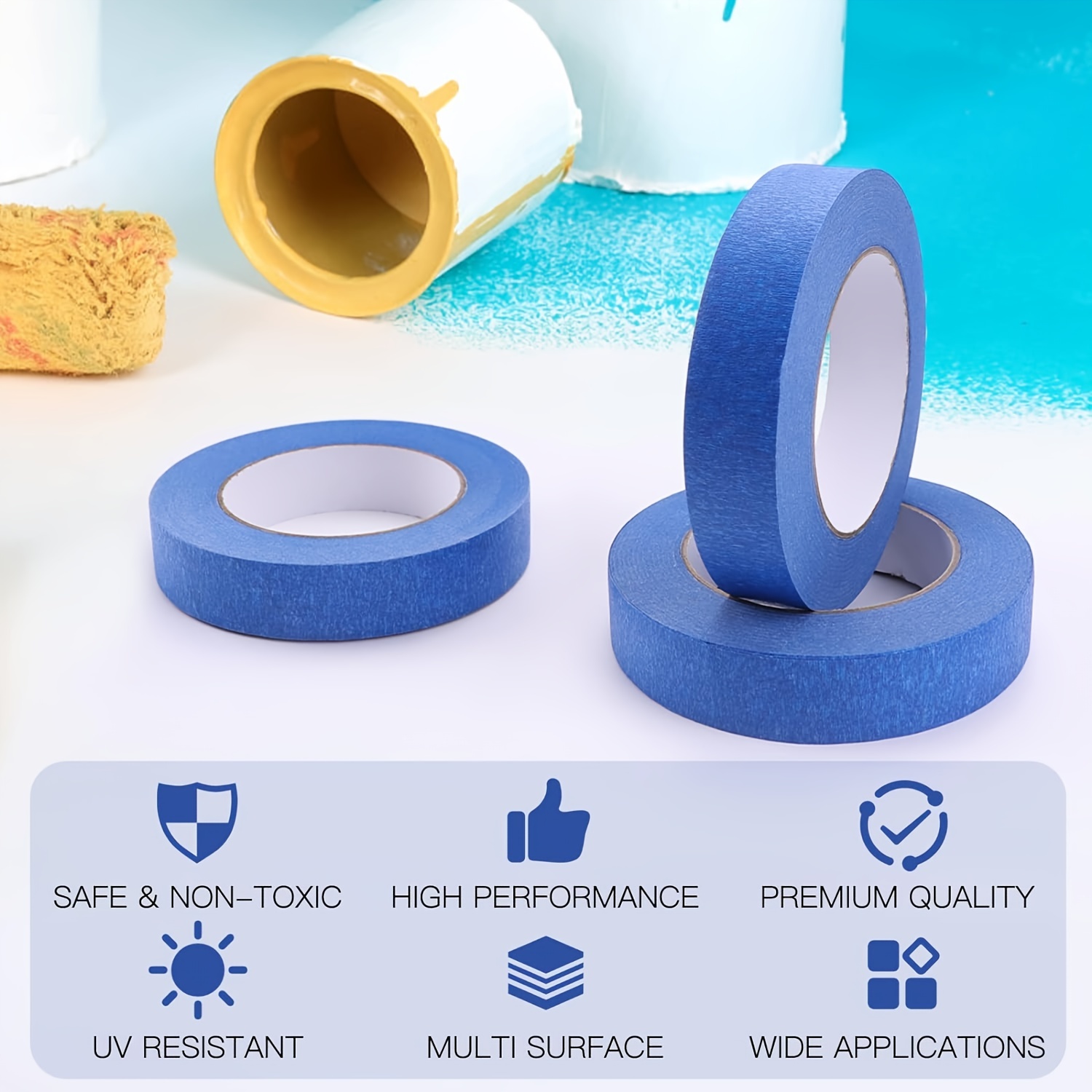 Length Roll Blue Paint Tape Multi surface Masking Tape Easy - Temu