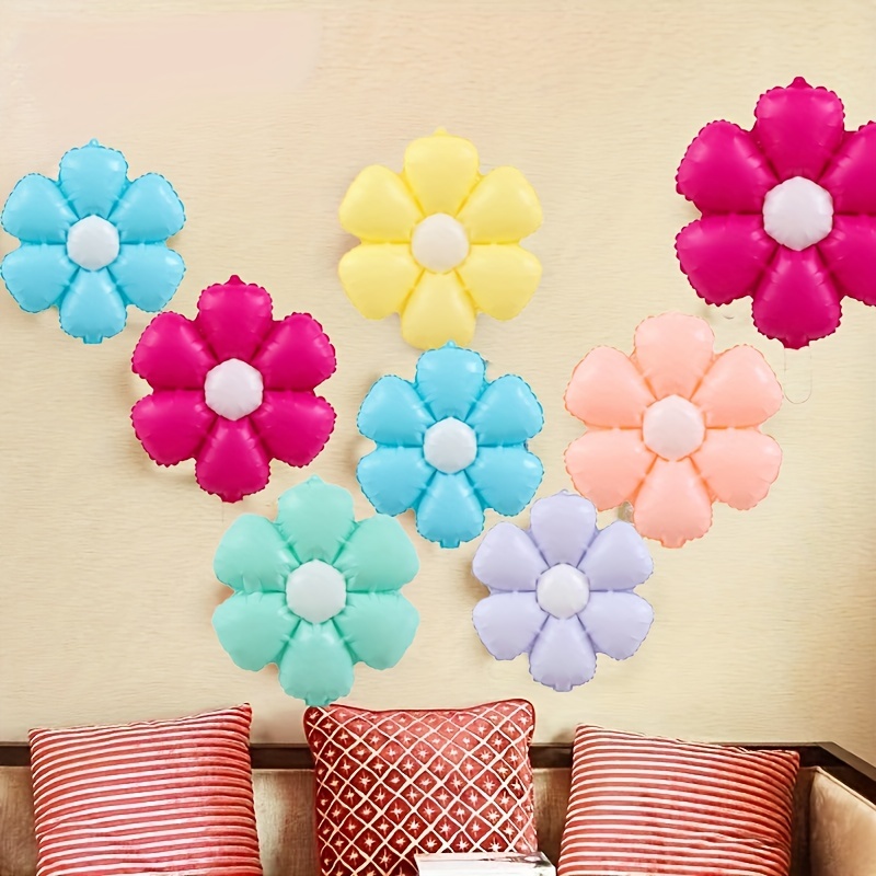 

6pcs Of 18-inch Small Flower Balloons For Girls And Boys' Birthday Parties, Decorated With Macaron-colored Aluminum Foil Balloons For Holidays, Weddings, And Home Decoration Easter Gift