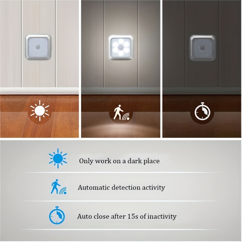 6 leds pir led sensor de movimiento luz armario cama lámpara debajo del  gabinete habitación noche led armario escaleras cocina iluminación del  hogar, / blanco cálido / kaili Sencillez