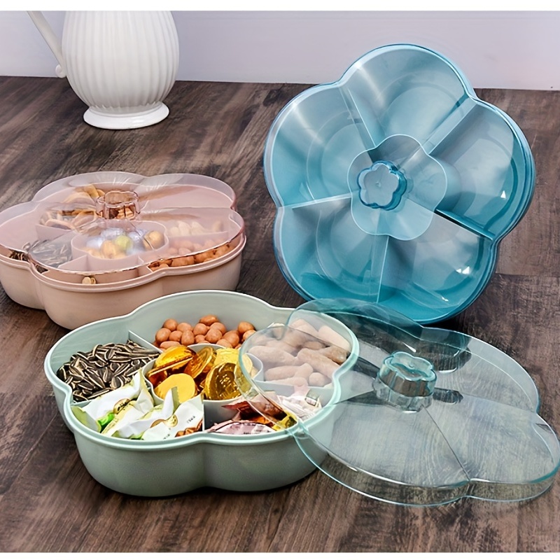  6 Sectional Plastic Divided Candy Containers for Nut Dried  Fruit Food Storage Organizer,2 Tier Diamond Shape Snack Platter,Rotating  Snack Serving Tray-Blue 32x12.3x22.5cm(13x5x9inch) : Everything Else