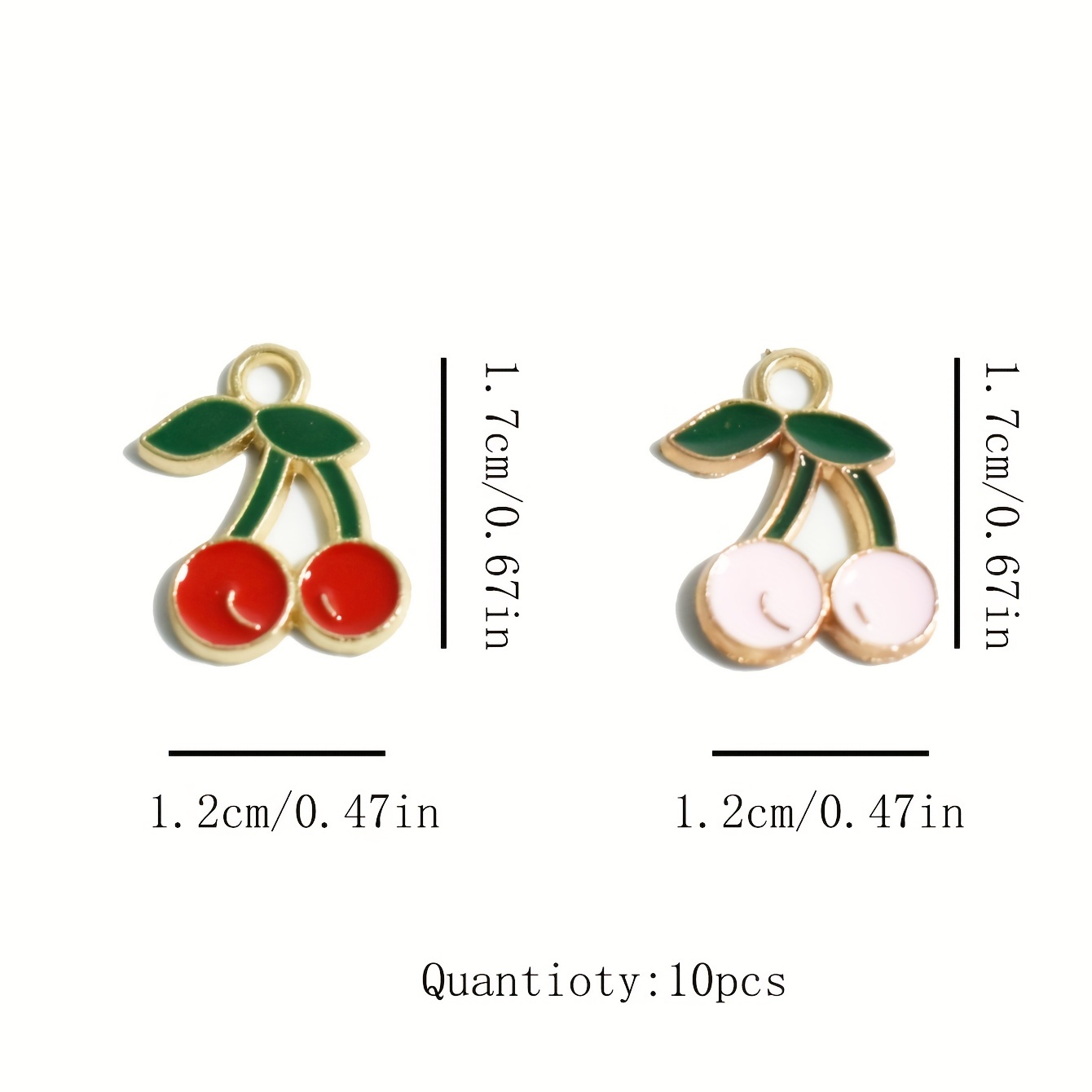 10pcs Pink Cherry Pendants for DIY Jewelry Making