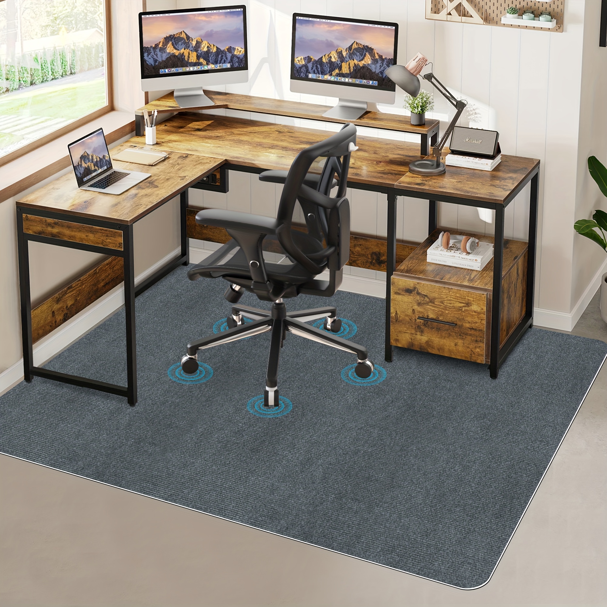 Tapete de madera dura/azulejos, tapete redondo de escritorio sin