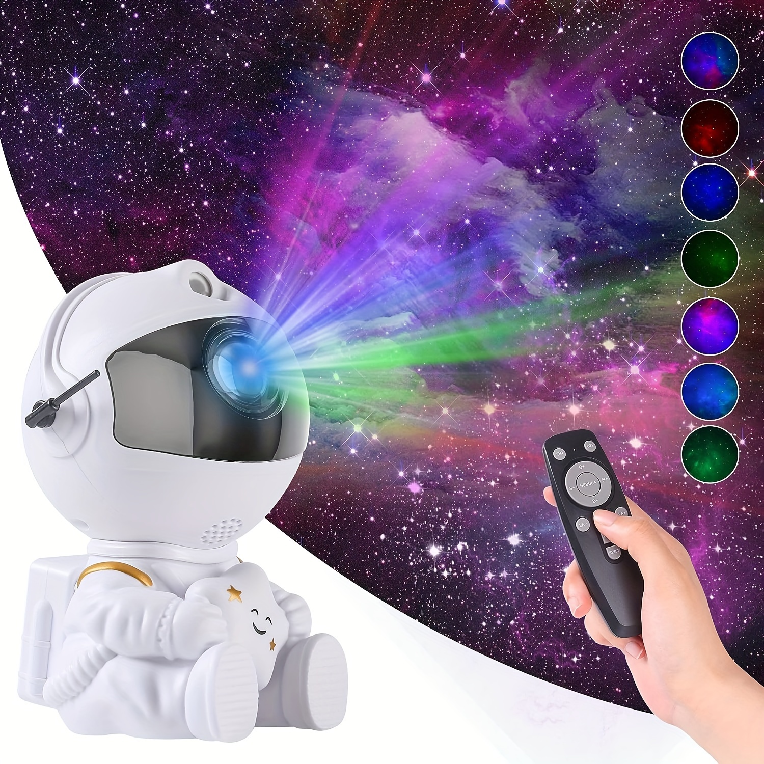 1 projecteur d'astronaute Galaxy Star, peut jouer de la musique à distance,  avec télécommande, réglage manuel libre, projection de réglage de la tête à  360 degrés, très approprié pour la décoration du