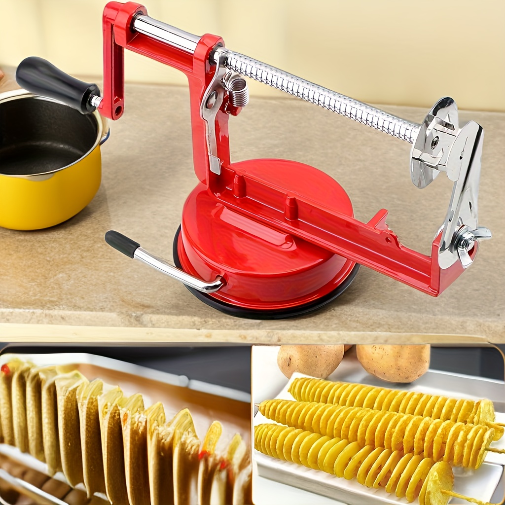 Manual Spiral Potato Slicer Stainless Steel with 4 Bamboo Sticks for French  Fries and Tornado Maker