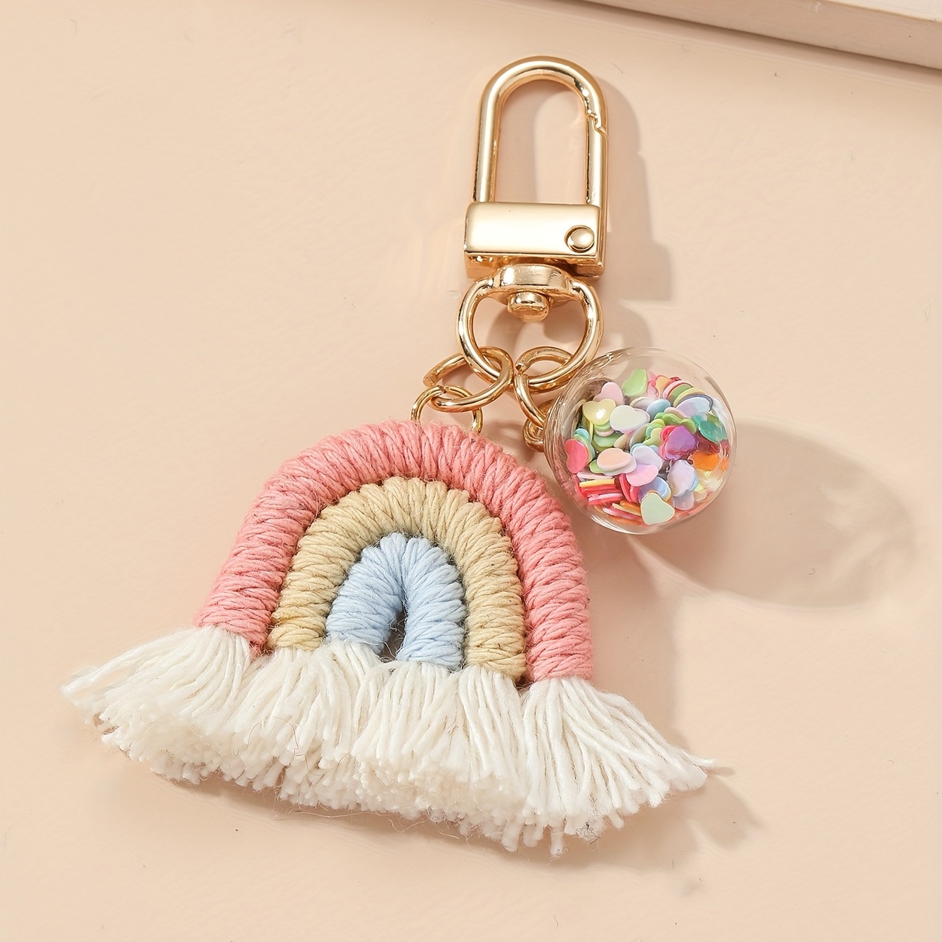 Love Heart Pompom Ball Keychains for Women Purse Bag Charm Pendant Car Key  Ring Chain Love Heart Pompom Ball Keychain Delicate Elegant Exquisite Women  Bag Pendant Car Key Chain Keychain Colorblock 5 