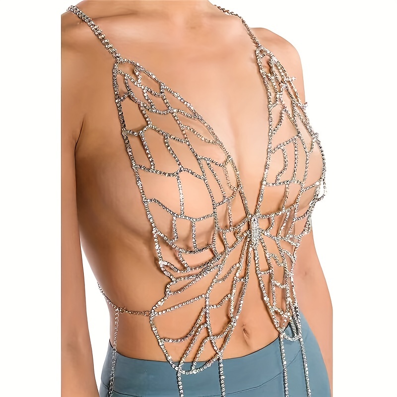 Simple Sexy Butterfly Rhinestone Thong Body Chain Jewelry - Temu