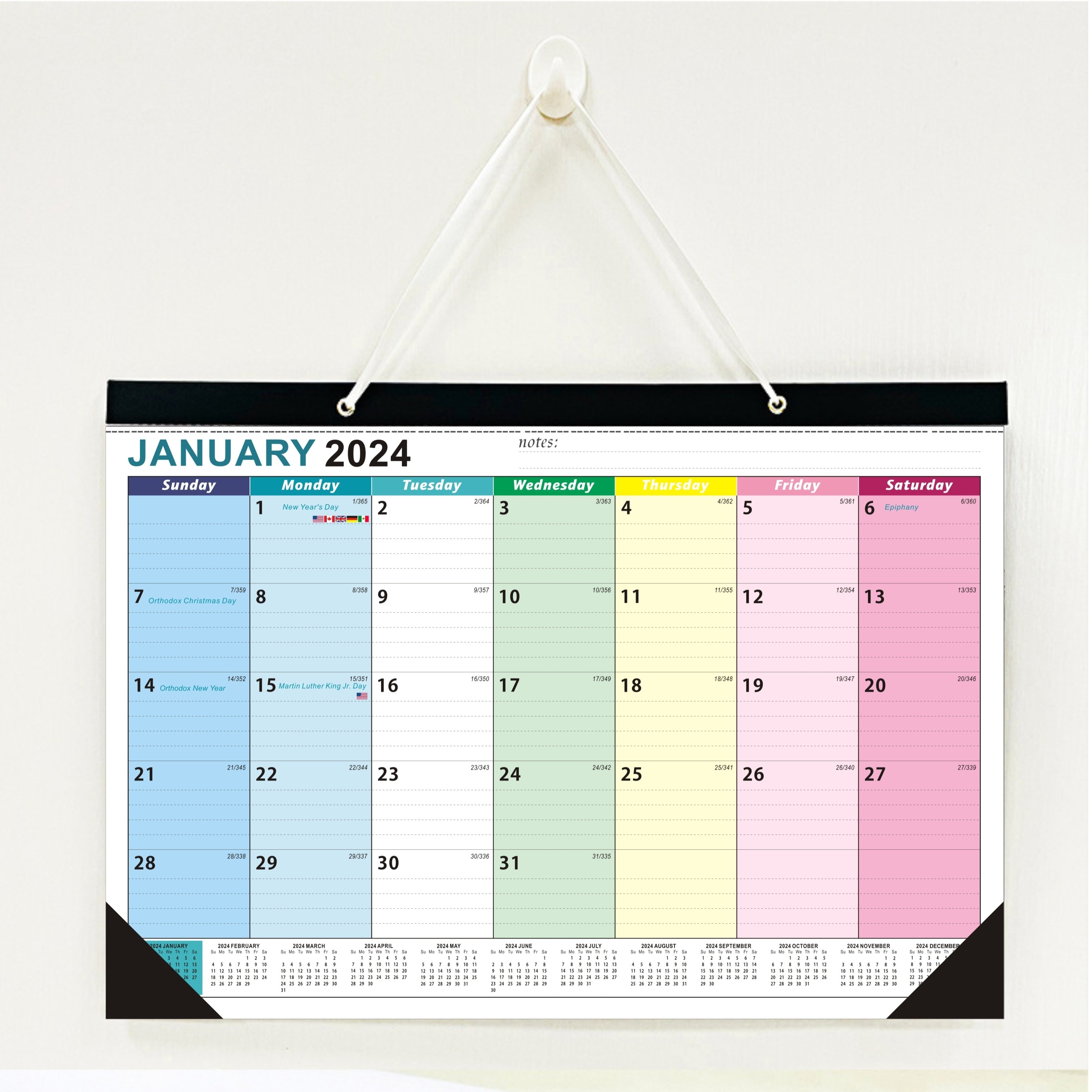 1pc Calendar 2024-2025 January 2024-June 2025, 18 Months Wall Calendar 17 X  12 Inch Heavy Paper With Plastic Cover Protection And Corner Protectors Fo