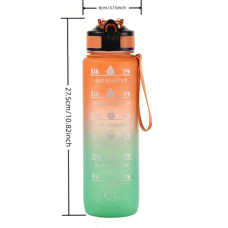 Leakproof Gradient Color Water Bottle With Time Mark And - Temu