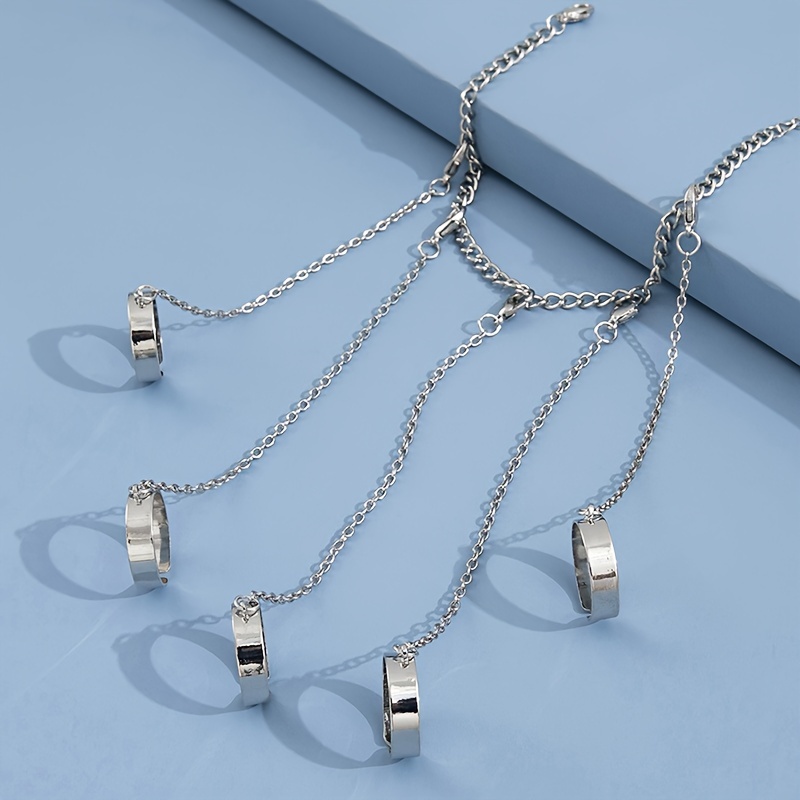 Punk Chain Tassel Hand Harness with Finger Rings