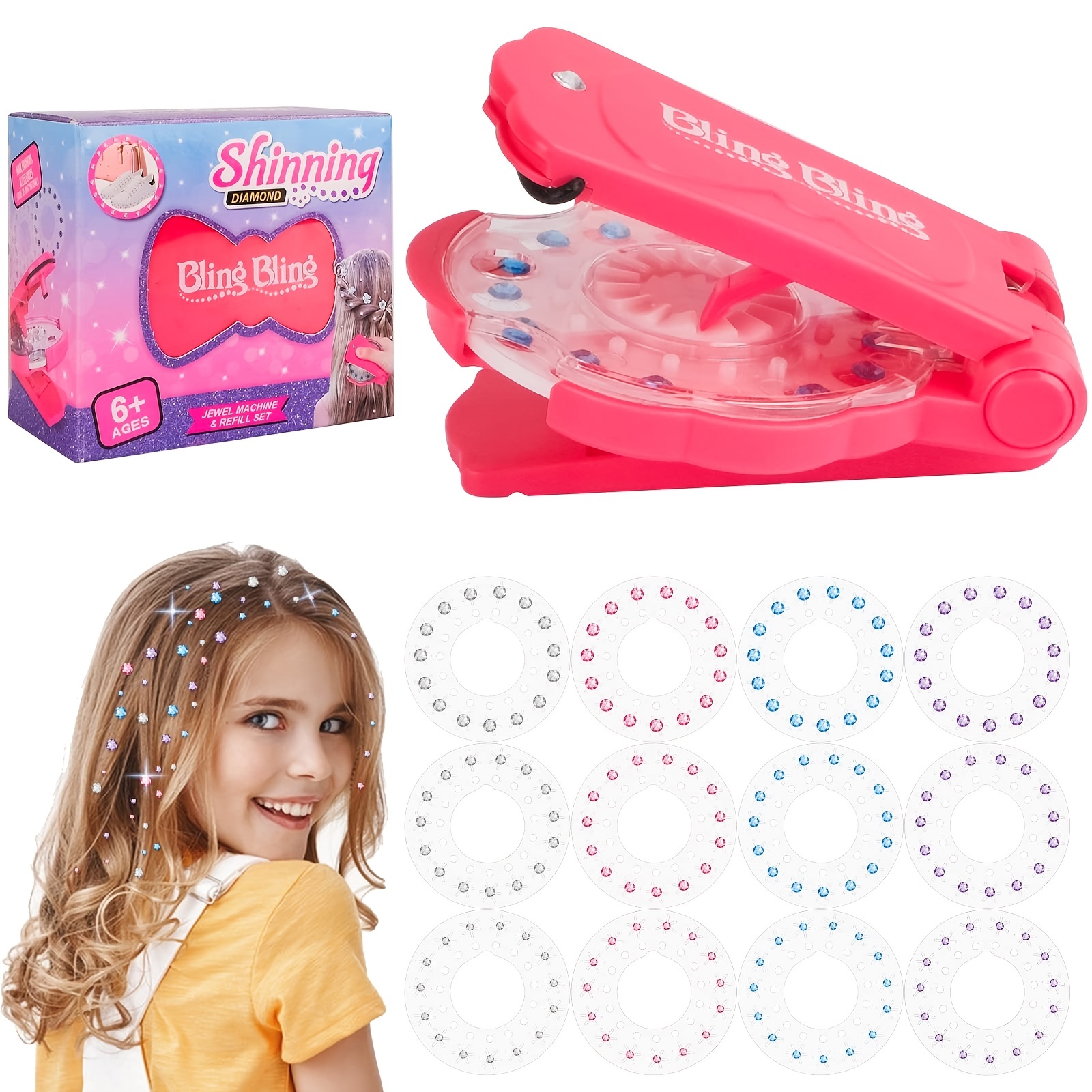 Hair Bling ,hair Gem Stamper, Hair Gems For Children For Kids, For Girl -  Toys & Games - Temu