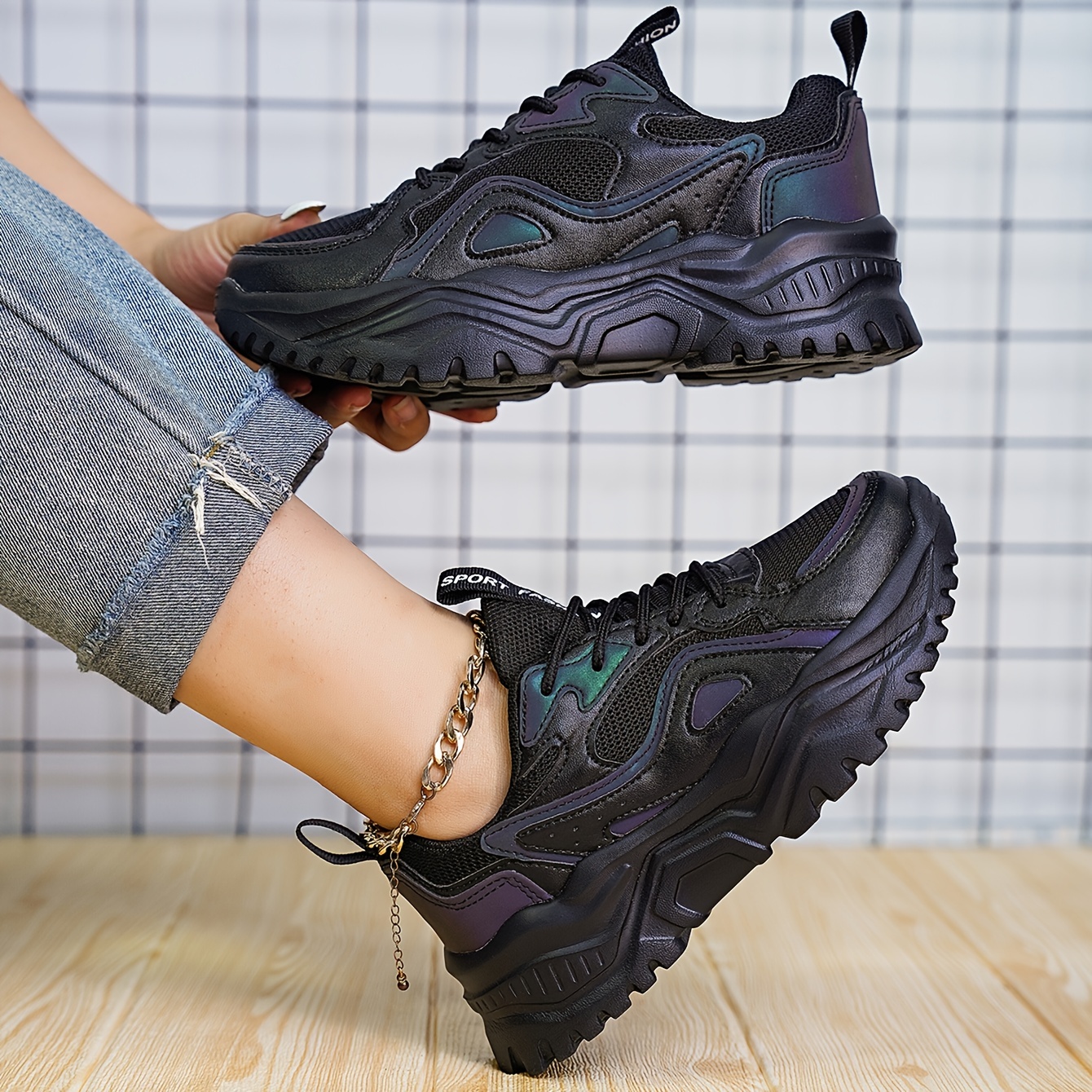 Women's Ombre Chunky Sneakers Mesh Running Shoes