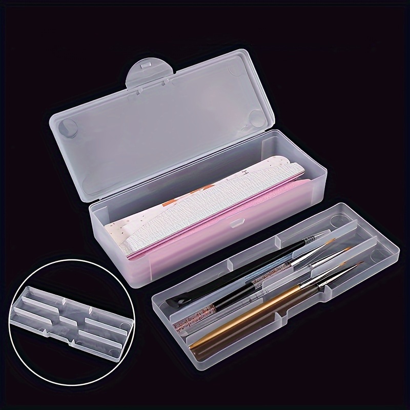 Transparent Double-layer Storage Box With Cover, Rectangle Tweezers  Clippers Nail Brushes Polishing Nail Buffer Files Storage Box, Travel Portable  Makeup Tool Storage Organizer - Temu