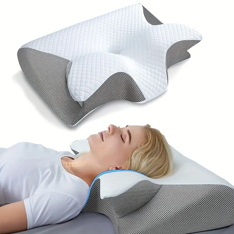 Almohadas de espuma viscoelástica, almohada cervical para aliviar el dolor  de cuello y hombros, almohada ergonómica de contorno de cama, suave para