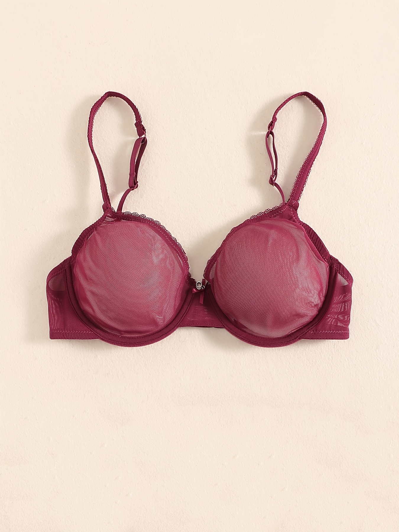 Victoria's Secret unlined 34C,36C BRA SET mesh thong panty burgundy Maroon  Pink