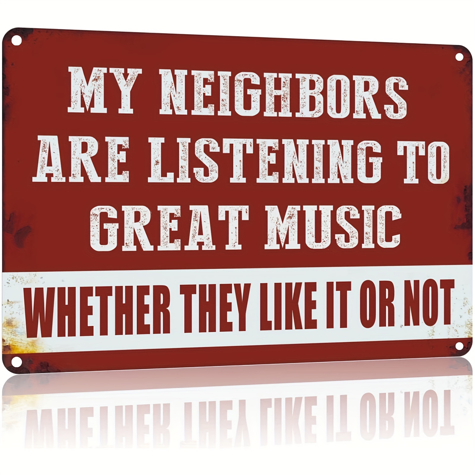 

1pc, Decor Vintage Man Cave Decor Funny Sarcasm Music Metal Tin Signs Garage Bar Patio Wall Decorations Gifts For Men 12 X 8 Inches Outdoor & Indoor - My Neighbors Are Listening To Great Music