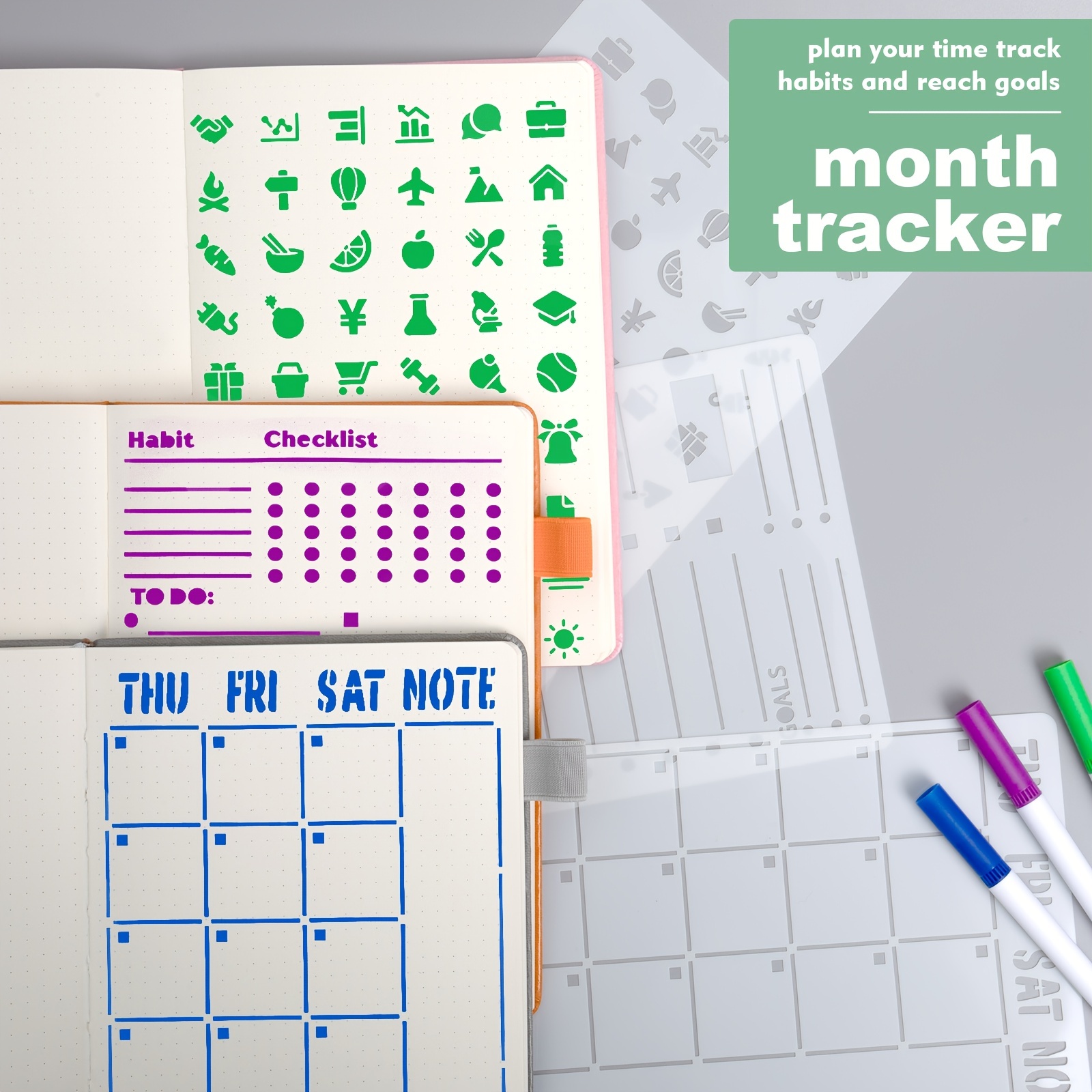 Bullet Journal Stencil for Journal and Planner, Monthly Layout Stencil,  Planner Template Stencil.