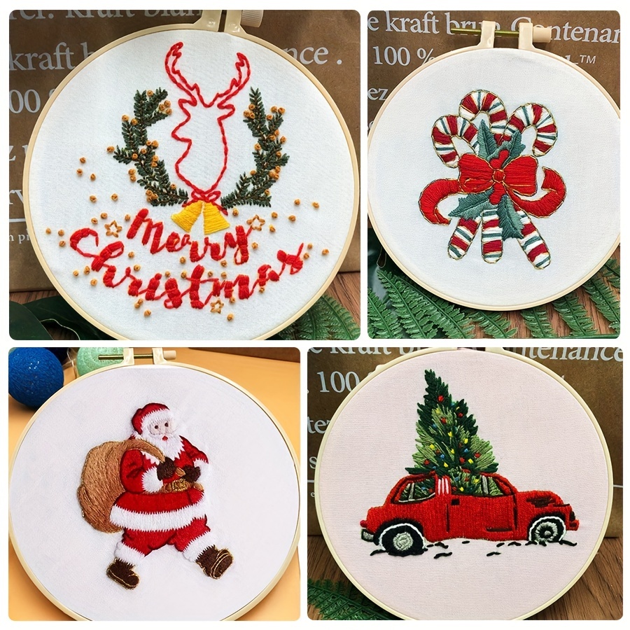 Christmas Theme Embroidery Kit Diy Cross Stitch Patterns - Temu