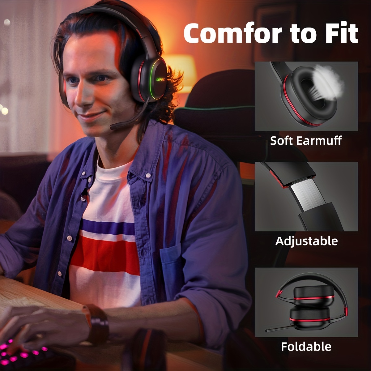  KOFIRE Auriculares inalámbricos para juegos para Playstation 5,  sonido estéreo 3D, retroalimentación de bajos, 2.4 GHz/Bluetooth, micrófono  desmontable, latencia ultra baja, auriculares blancos para : Videojuegos