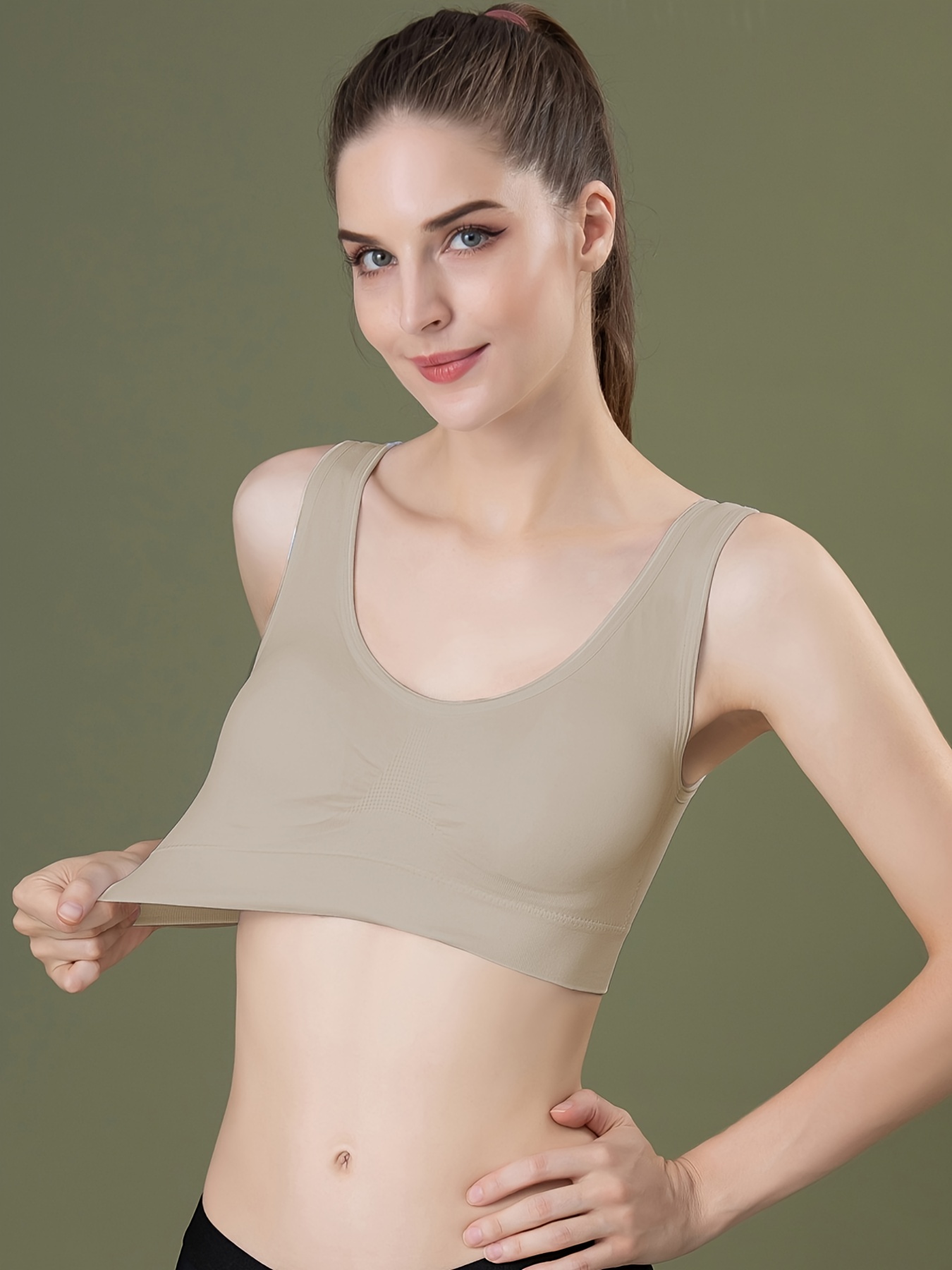 Girls Seamless Bralettes Solid Color Popular Backless - Temu