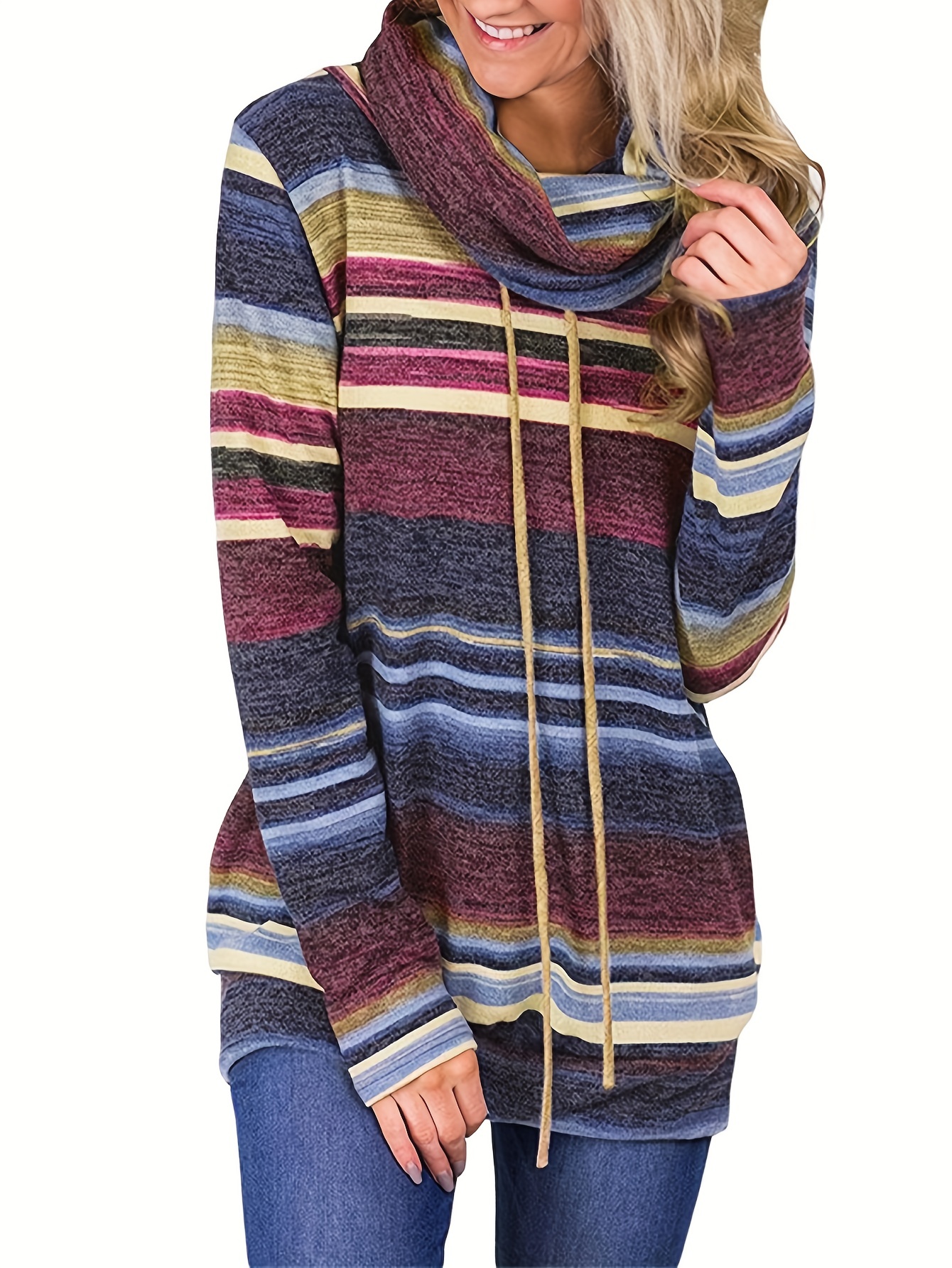 Striped cowl neck discount sweatshirt