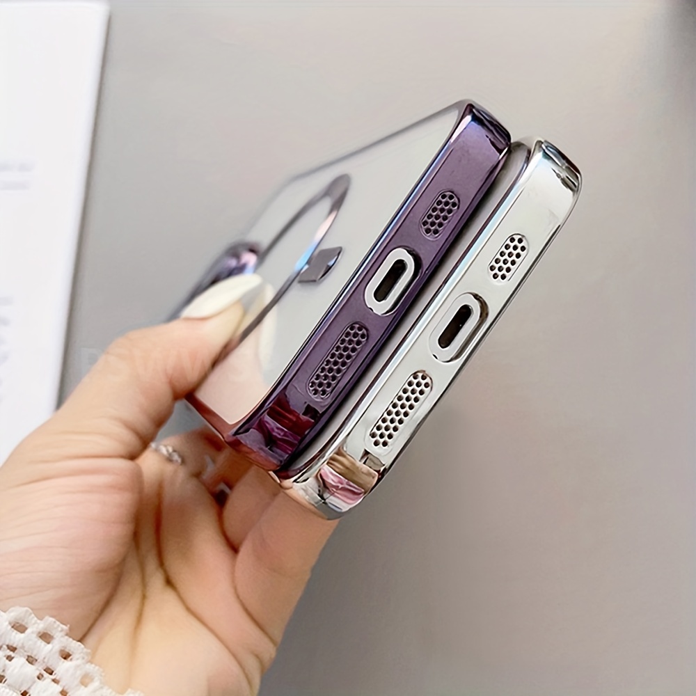 for magnetic wireless charge clear phone case for iphone 14 13 12 11 pro max mini x xr xs 8 7 plus luxury plating cover details 6