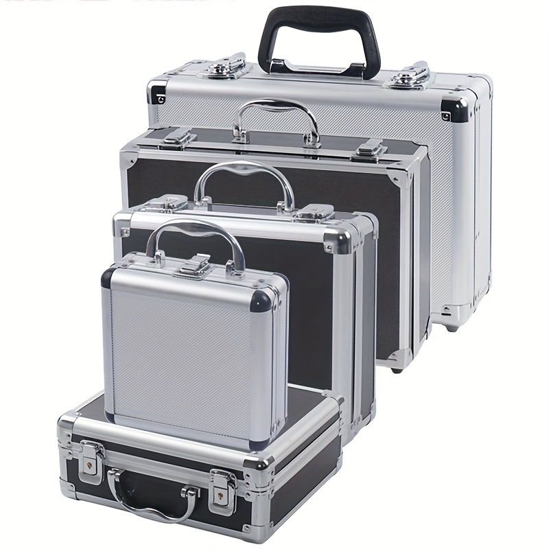 Caja de instrumentos de seguridad portátil, maletín de aluminio resistente  a impactos, con espuma, 450x360x200mm