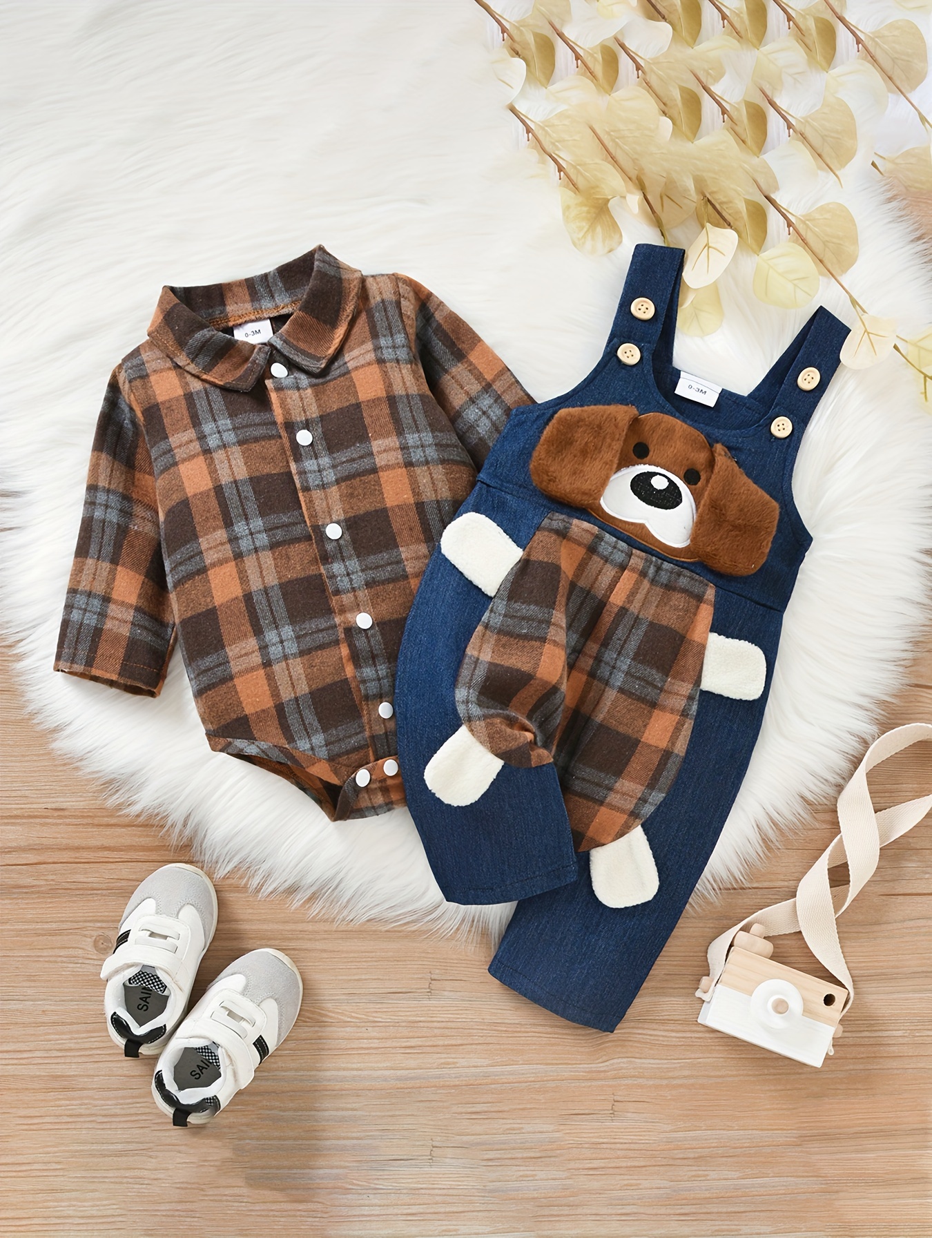 Baby Boy Cute Outfits Long Sleeve Plaid Bodysuit Romper Overalls Jumpsuit Sets 0 18 Months