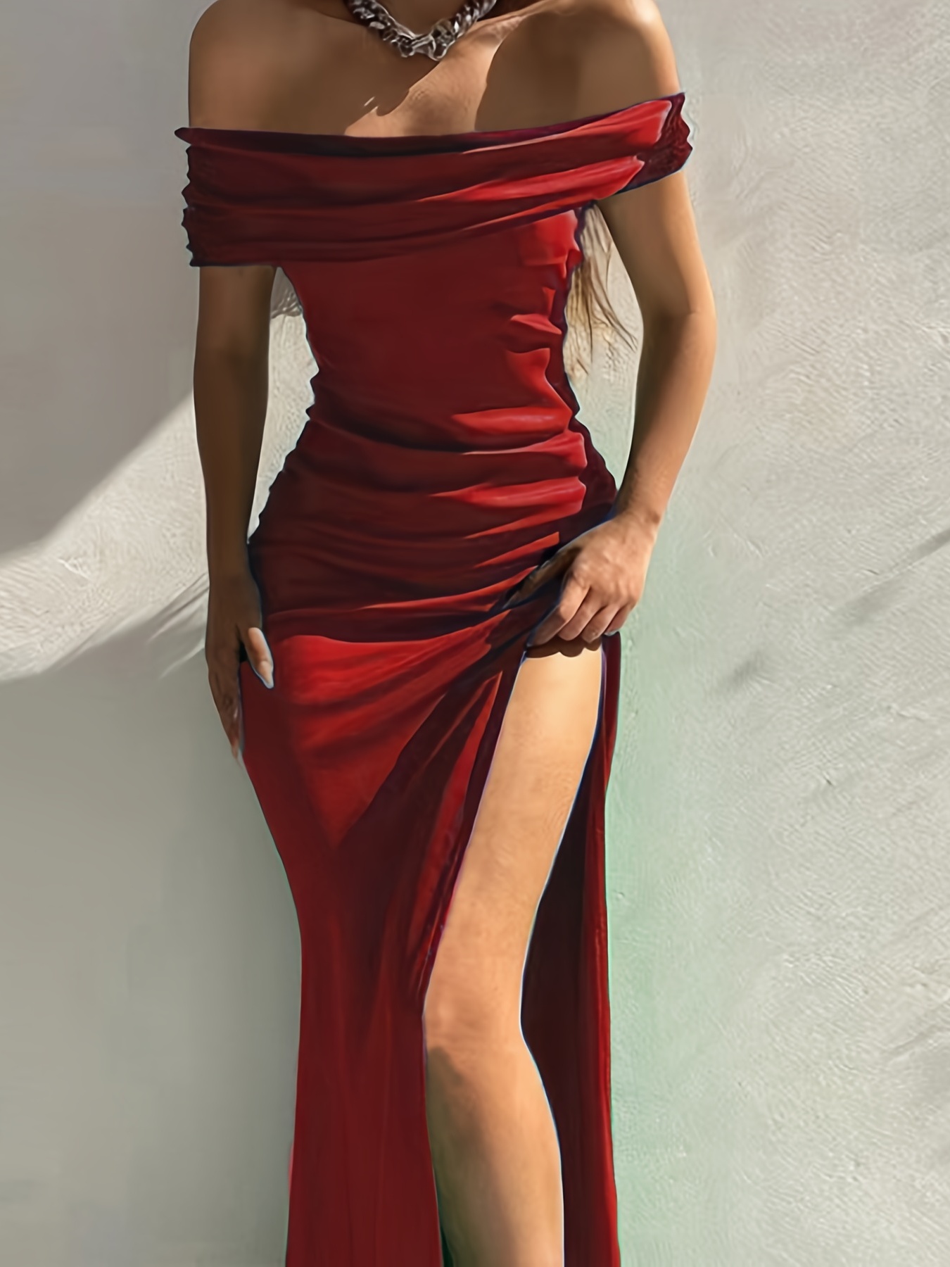 Vestido Fiesta Mujer Con Tajo Ultima Moda Art 46