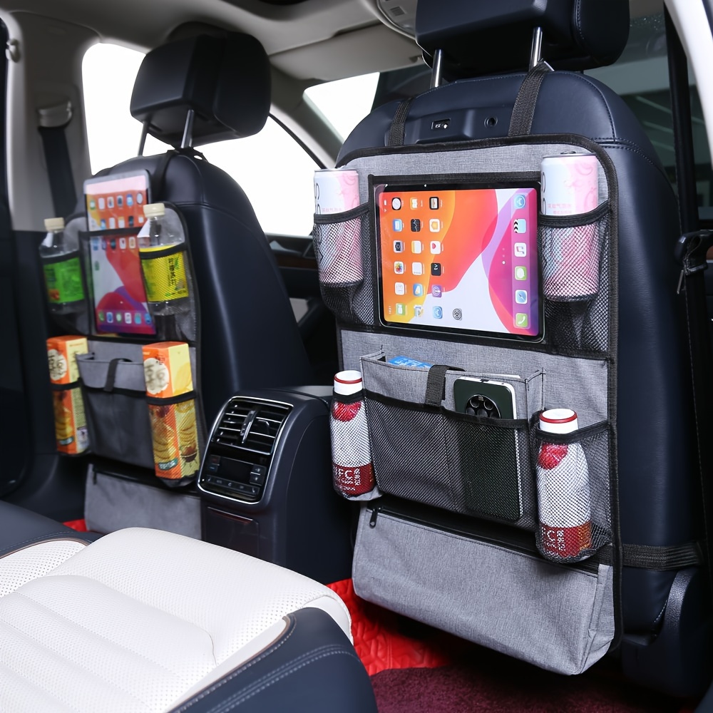  Organizador de maletero para automóvil, bolsas de  almacenamiento de asiento trasero mejoradas con 6 bolsillos grandes,  organizador de asiento trasero colgante con correas ajustables para SUV,  camión, Mpv, libera espacio en