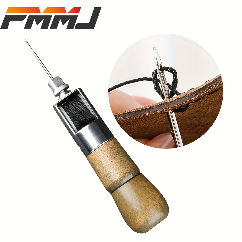Small Plastic Handle Scratch Working Leather Awl Punch Tool - Pack of 2 -  Bookmaking Straight Sewing Awl Hand Stitcher Drill