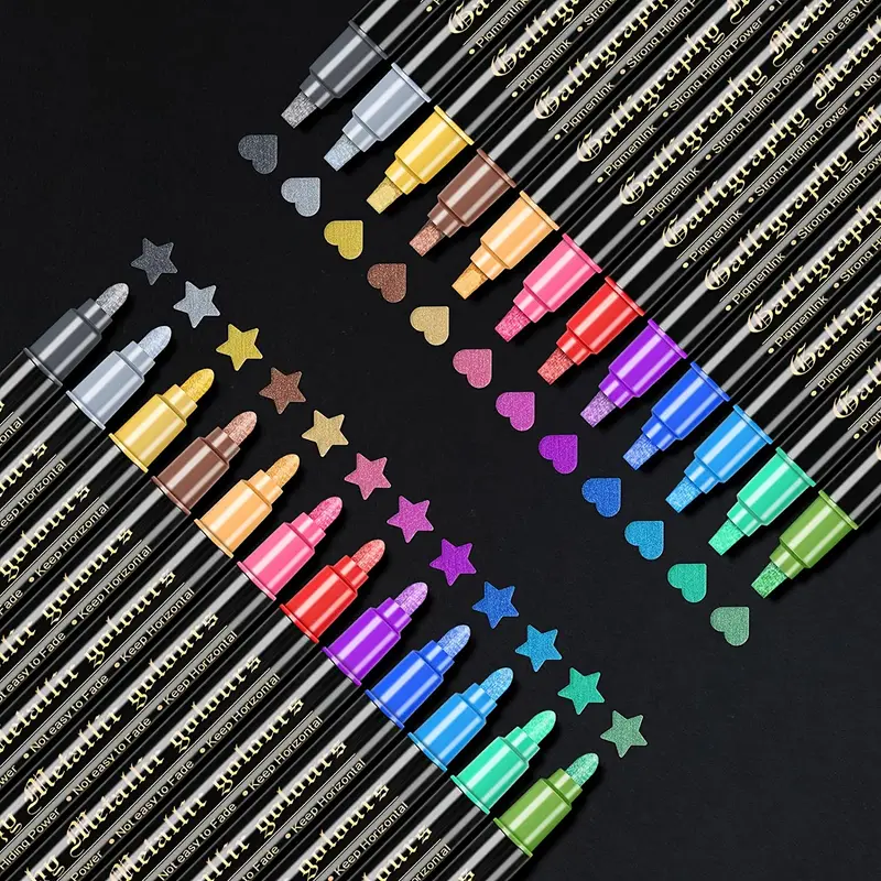 Metallic Marker Pens 12 Colors Dual Tip Metallic Pens For - Temu