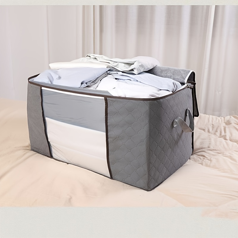 large clothes storage bag clothes organizer with handle clear window storage bins containers for comforters blankets 4