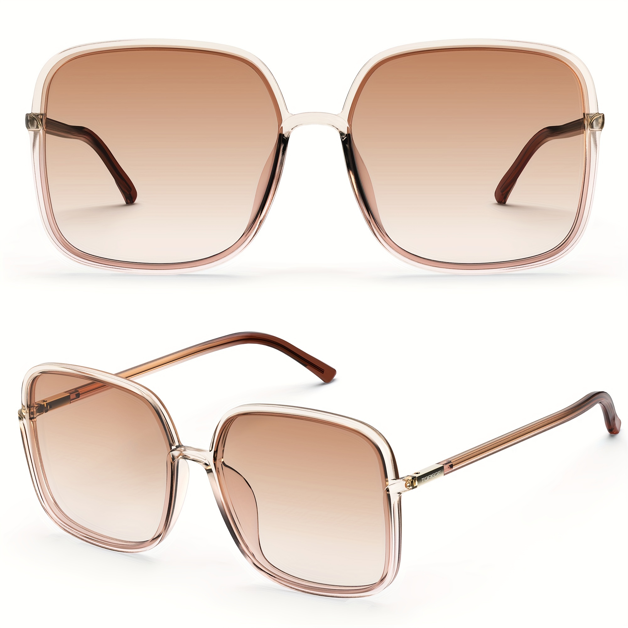 Torege Sunglasses Women Transparent Light Brown Frame - Temu Canada