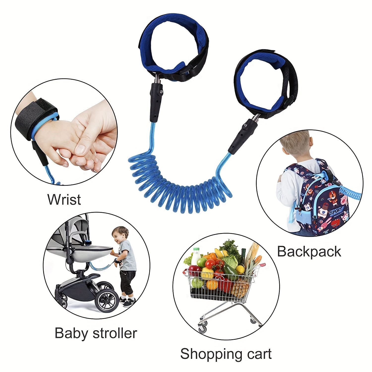 Pulsera de seguridad con eslabones de muñeca antipérdida para niños  pequeños, bebés y niños azul Zhivalor ZJWJ182