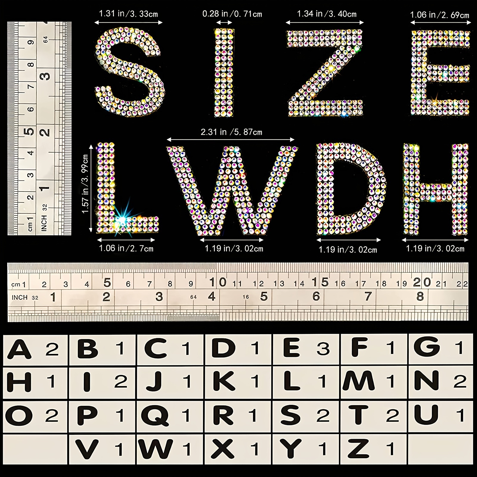 Glitter Rhinestone Alphabet Letter Stickers 34 Letters Self - Temu