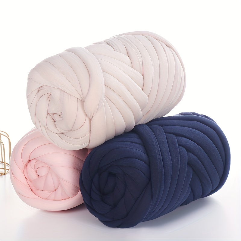 Arm Knitting Yarn for Chunky Braided Knot Throw Blanket DIY, Soft Extra  Cotton Washable Tube Bulky Giant Yarn for Weave Craft Crochet (Navy Blue