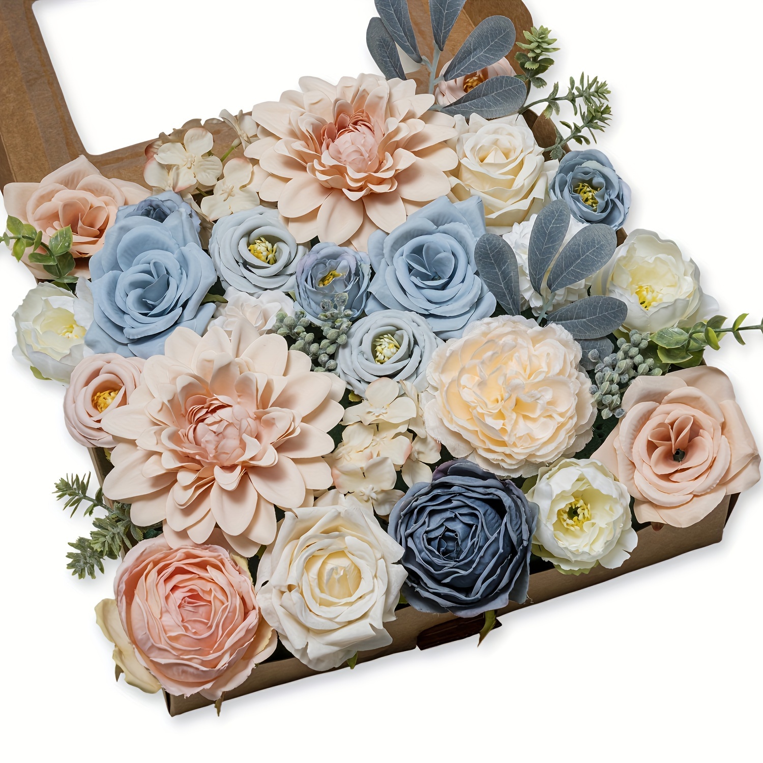 Ling's Moment Dusty Rose Artificial Flowers and Greenery Combo Box Set,Real  Touch Rose and Lifelike Greenery Leaves for DIY Wedding Bouquets and