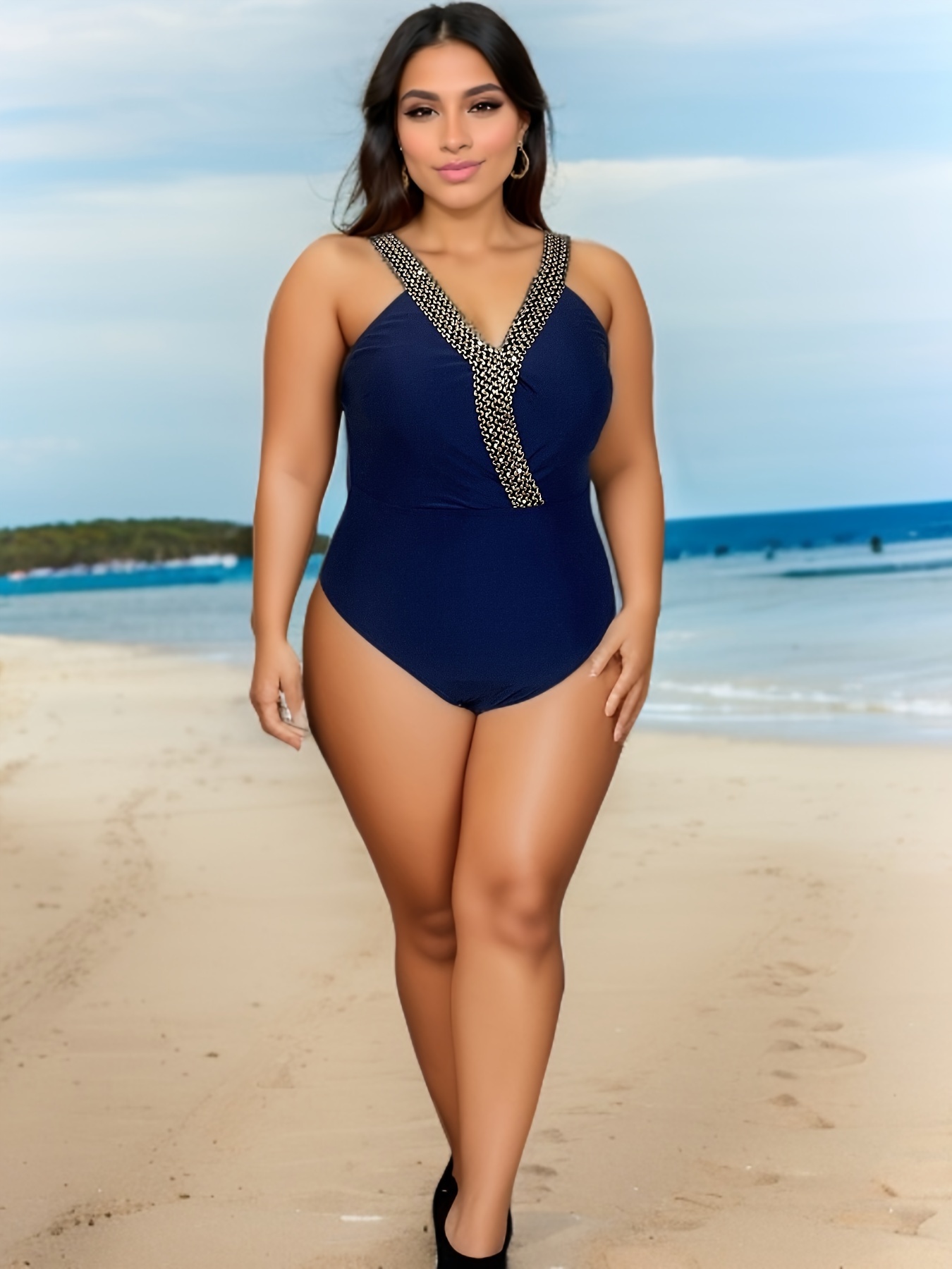 Plus size sequin bathing suit on sale