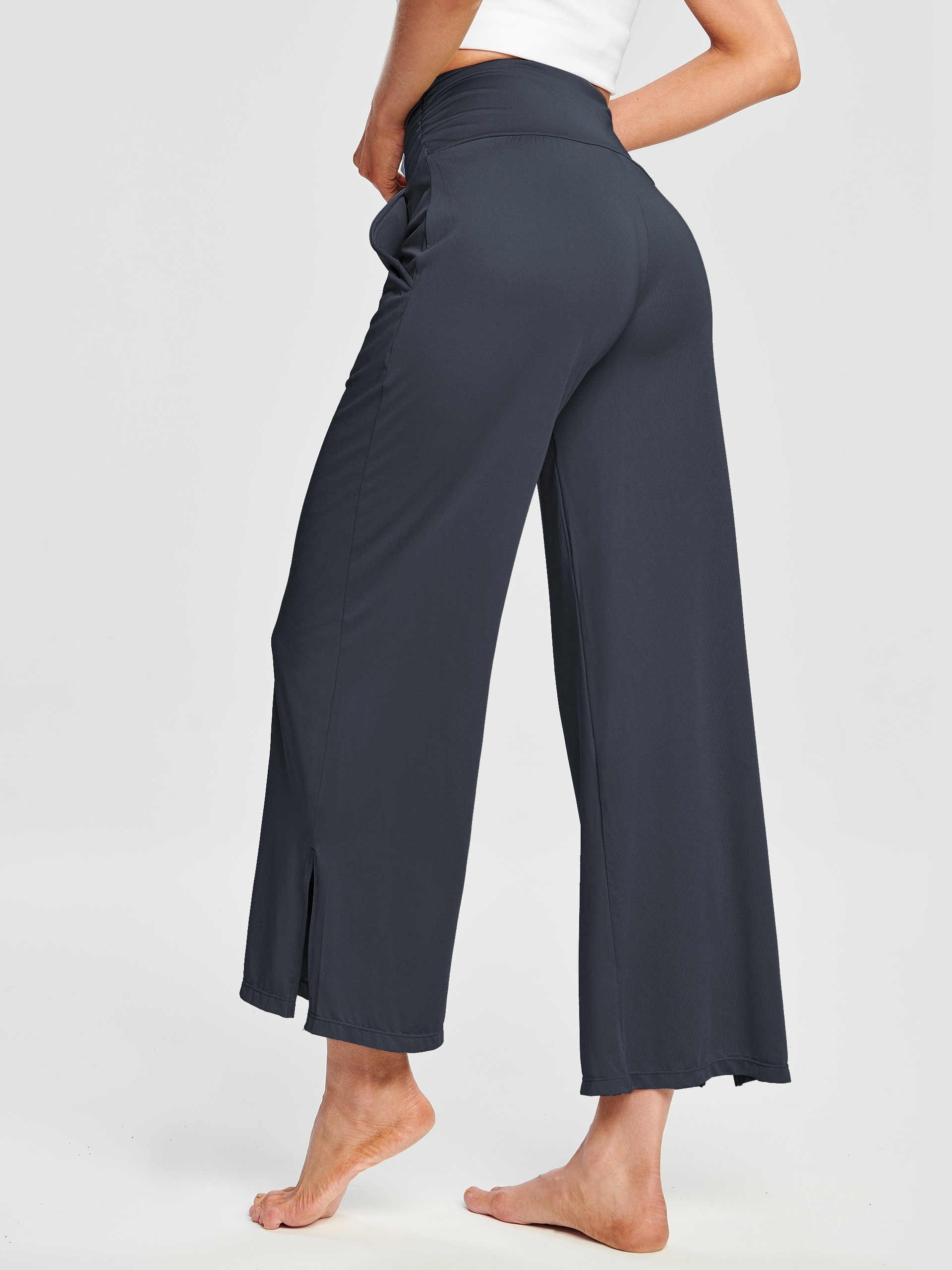 Women's Wide Leg Yoga Pants Stylish Comfy Casual Pockets - Temu Austria