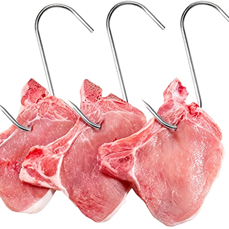 S Hooks For Hanging Meat, 20PS 5 Stainless Steel Sharp Prong S-Hooks Heavy  Duty S Shaped Butcher Processing Hanger For BBQ Pork Sausage Bacon Hams Ch