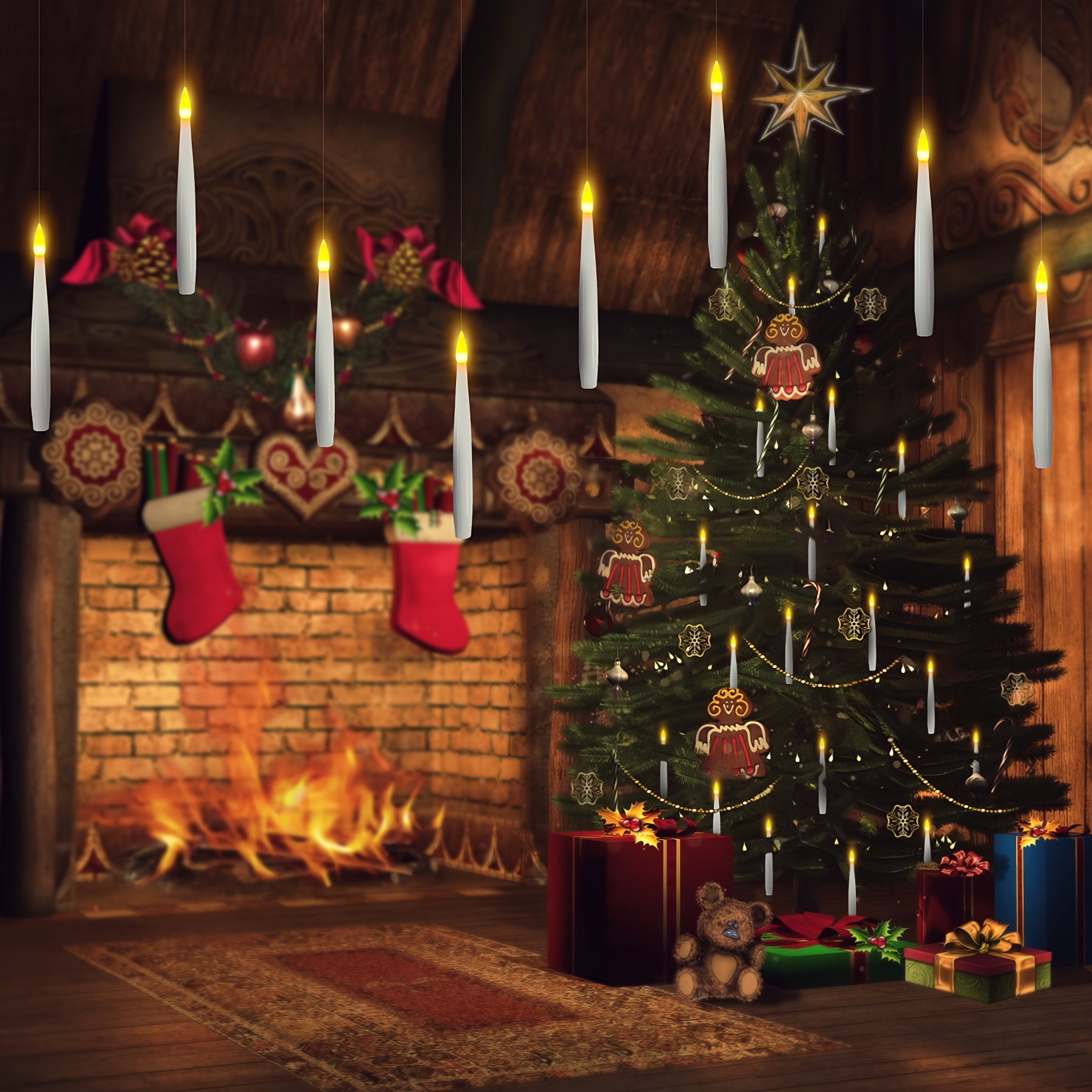 Bougies flottantes de Noël à lumière chaude Harry avec baguette magique  suspendues bougies led bougie scintillante sans flamme à pilesdécoration de  Noël