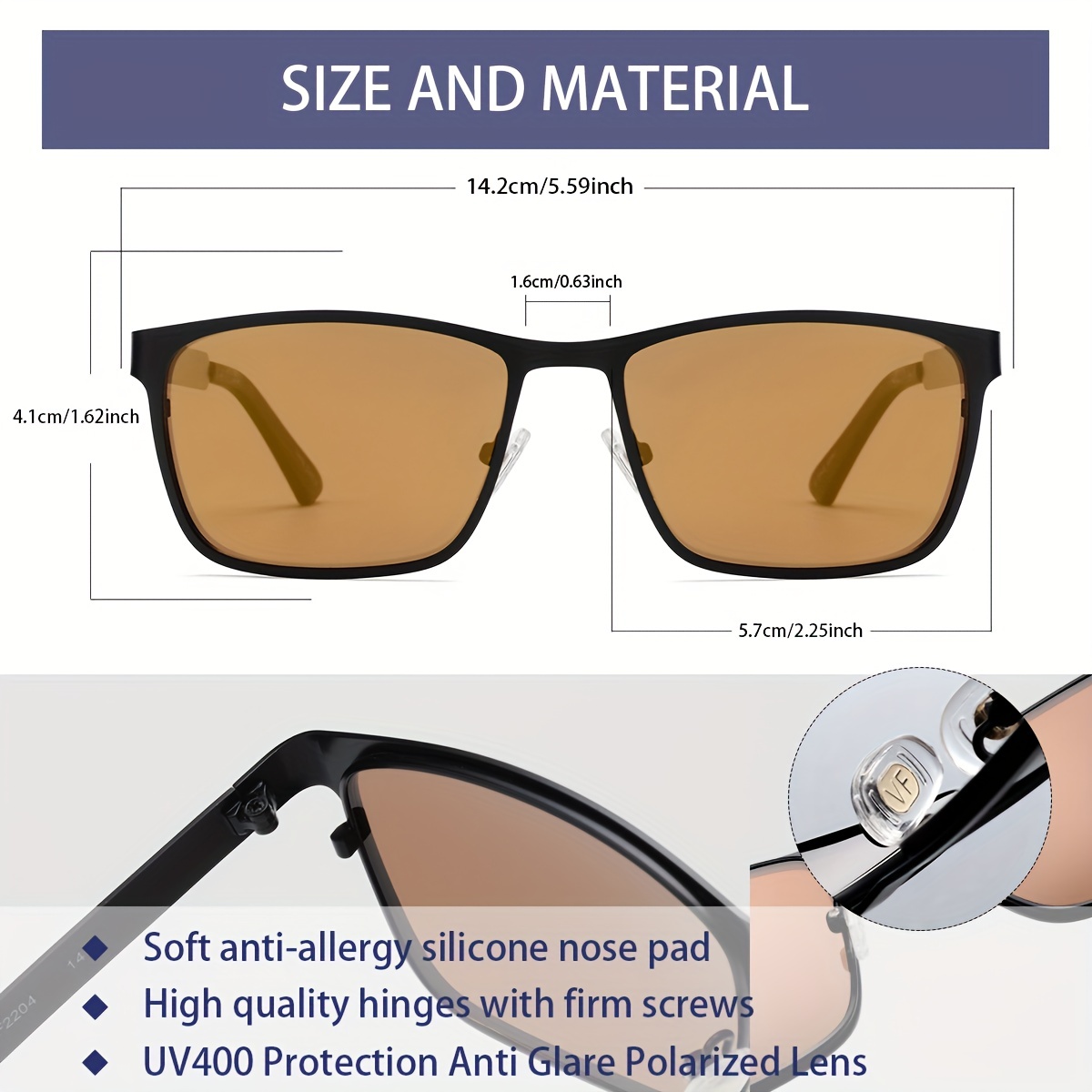 Fashionable Square Sunglasses Uv400 Protection Silicone Nose - Temu