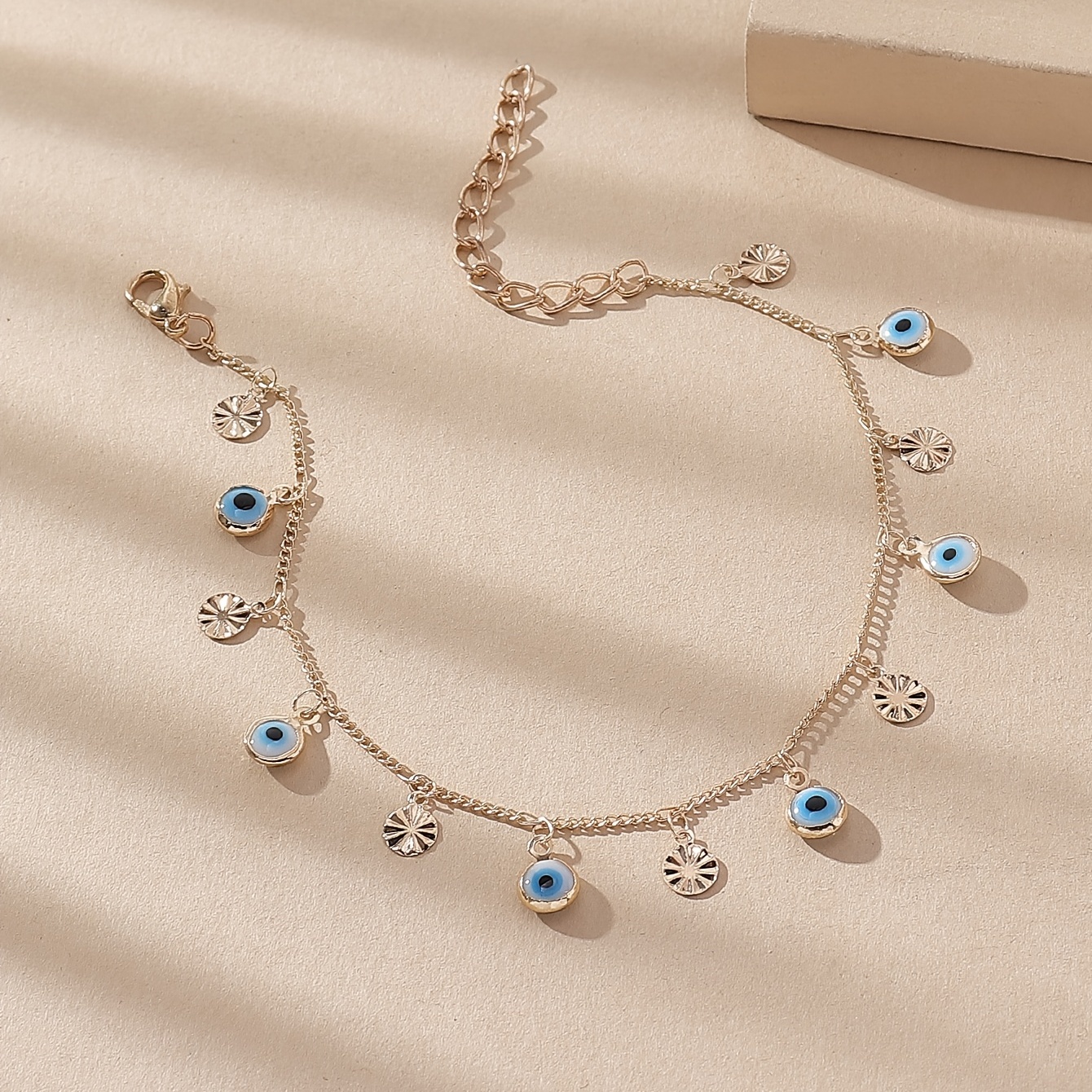 Boho Style Charm Anklet with Devil's Eye Pendant